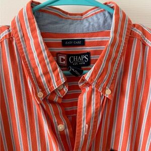Chaps Men's Vibrant Orange Striped Shirt